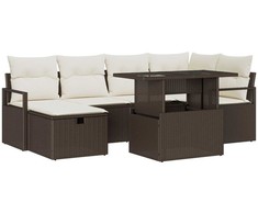 Sodo Sofų Rinkinys su pagalve 7 pcs Ruda Poli ratanas