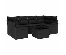 Sodo Sofų Rinkinys 7 pcs Juoda 55 x 55 x 37 cm poliratanas