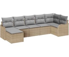 Sodo Sofų Rinkinys 7 pcs smėlio ir šviesiai pilkos spalvos