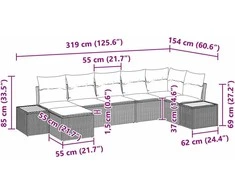 Sodo Sofų Rinkinys 7 vnt. Pilka Poli ratanas