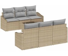 Sofos komplektas 7 pcs Bežinė ir šviesiai pilka poliratanas