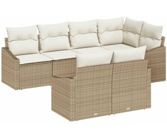 Lauko baldų komplektas Sofos komplektas su pagalve 7 pcs Smėlio poliratanas
