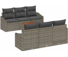 Lauko baldų komplektas Sodo Sofų Rinkinys su saugykla 7 pcs Pilka poliratanas