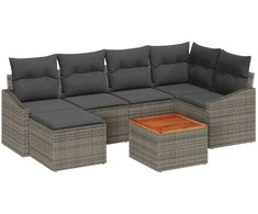 Lauko baldų komplektas Sodo Sofų Rinkinys su saugykla 7 pcs Pilka poliratanas