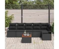 Lauko baldų komplektas Sodo Sofų Rinkinys su saugykla 7 pcs Juoda poliratanas