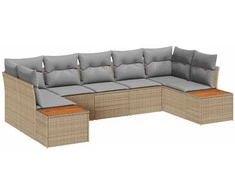 Lauko baldų komplektas Sodo Sofų Rinkinys su pagalve 7 pcs Smėlio poliratanas