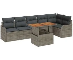 Sodo Sofų Rinkinys su pagalve 7 pcs Pilka