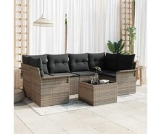 Sodo Sofų Rinkinys 7 pcs Pilka 55 x 55 x 37 cm poliratanas