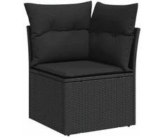 Lauko baldų komplektas Sodo Sofų Rinkinys su saugykla 7 pcs Juoda Poli ratanas