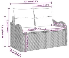 Sodo Sofų Rinkinys su pagalve 7 pcs Juoda Poli ratanas