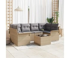 Sodo Sofų Rinkinys 7 pcs Bežinė ir pilka 55 x 55 x 37 cm