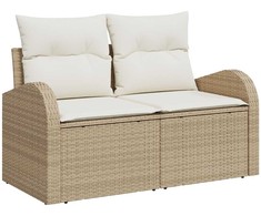 Sodo Sofų Rinkinys su pagalve 7 pcs Smėlio Poli ratanas