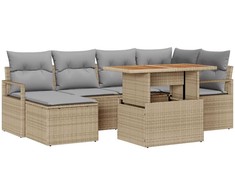 Sodo valgomojo komplektas su pagalve 7 pcs Bežinė ir pilka