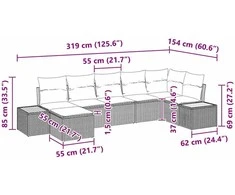 Sodo Sofų Rinkinys 8 pcs Bežinė ir kreminė Poliratanas