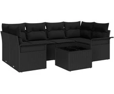Sodo Sofų Rinkinys 7 pcs Juoda 55 x 55 x 37 cm poliratanas