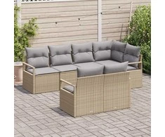 Lauko baldų komplektas Sofos komplektas 7 pcs Smėlio poliratanas
