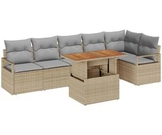 Sodo valgomojo komplektas su pagalve 7 pcs Bežinė ir pilka