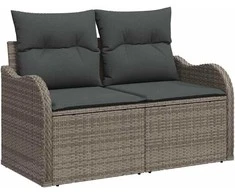 Lauko baldų komplektas Sodo Sofų Rinkinys su saugykla 7 pcs Pilka Poli ratanas