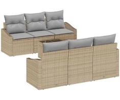 Sofos komplektas su pagalve 7 pcs Bežinė ir pilka poliratanas