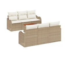 Lauko baldų komplektas Sodo Sofų Rinkinys 7 pcs Bežinė ir kreminė poliratanas