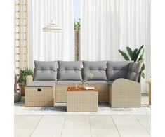 Lauko baldų komplektas Sodo Sofų Rinkinys su pagalve 7 pcs Smėlio poliratanas