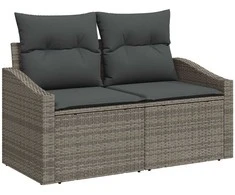 Lauko baldų komplektas Sodo Sofų Rinkinys su pagalve 9 pcs Pilka poliratanas