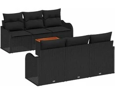 Lauko baldų komplektas Sodo Sofų Rinkinys su saugykla 7 pcs Juoda poliratanas