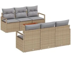Lauko baldų komplektas Sodo Sofų Rinkinys su pagalve 7 pcs Smėlio poliratanas