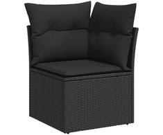 Sodo Sofų Rinkinys su pagalve 7 pcs Juoda Poli ratanas