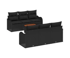 Lauko baldų komplektas Sodo Sofų Rinkinys su saugykla 7 pcs Juoda poliratanas