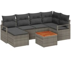 Lauko baldų komplektas Sodo Sofų Rinkinys su saugykla 7 pcs Pilka poliratanas