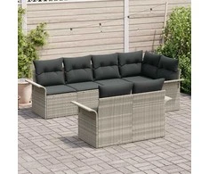 Sodo Sofų Rinkinys su pagalve 7 pcs Šviesiai pilka Poli ratanas