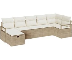 Lauko baldų komplektas Sofos komplektas su pagalve 5 pcs poliratanas