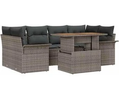 Lauko baldų komplektas Sodo Sofų Rinkinys su saugykla 7 pcs Pilka Poli ratanas