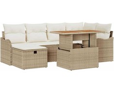 Lauko baldų komplektas Sodo Sofų Rinkinys su pagalve 7 pcs Smėlio poliratanas