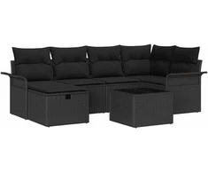 Lauko baldų komplektas Sodo Sofų Rinkinys su pagalve su saugykla 7 pcs Poli ratanas