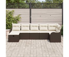 Lauko baldų komplektas Sodo Sofų Rinkinys su pagalve 7 pcs Ruda Poli ratanas