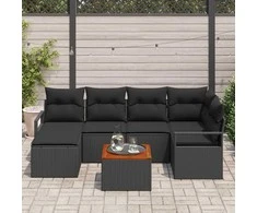 Lauko baldų komplektas Sodo Sofų Rinkinys su saugykla 7 pcs Juoda poliratanas