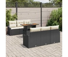 Lauko baldų komplektas Sodo Sofų Rinkinys su saugykla 7 pcs Juoda Poli ratanas