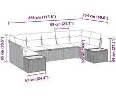 Sodo Sofų Rinkinys 7 pcs Bežinė ir šviesiai pilka Poliratanas
