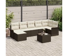 Lauko baldų komplektas Sodo Sofų Rinkinys su pagalve 8 pcs Ruda Poli ratanas