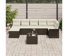 Lauko baldų komplektas Sodo Sofų Rinkinys su pagalve 8 pcs Ruda Poli ratanas