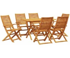 Lauko baldų komplektas Sodo valgomojo komplektas 7 pcs Ruda Kietos akacijos mediena