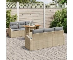 Sodo Sofų Rinkinys 7 pcs smėlio ir šviesiai pilkos spalvos