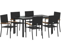 Sodo valgomojo komplektas 7 pcs Juoda poliratanas