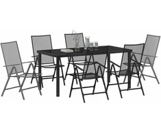 Lauko baldų komplektas Sodo valgomojo komplektas 7 pcs Antracitas