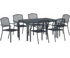 Lauko baldų komplektas Sodo valgomojo komplektas 7 pcs Antracitas Miltelinis plienas