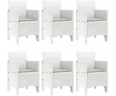 Lauko baldų komplektas Sodo valgomojo komplektas 7 pcs Balta Polt ratanas