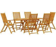 Lauko baldų komplektas Sodo valgomojo komplektas 7 pcs Ruda Kietos akacijos mediena