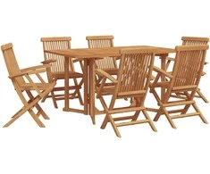 Sodo valgomojo komplektas 7 pcs Ruda Kieto teka medžio